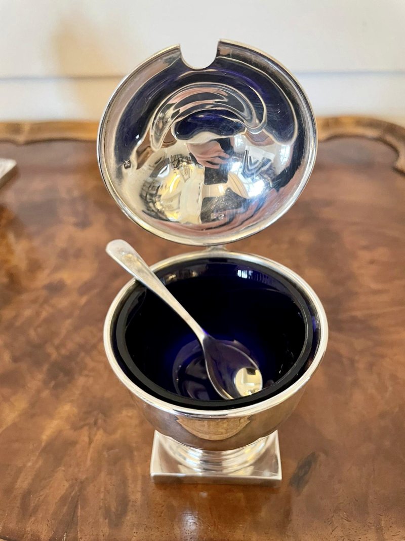 George V Cased Four Piece Solid Sterling Silver Condiment Set by Viners, Sheffield - Image 7